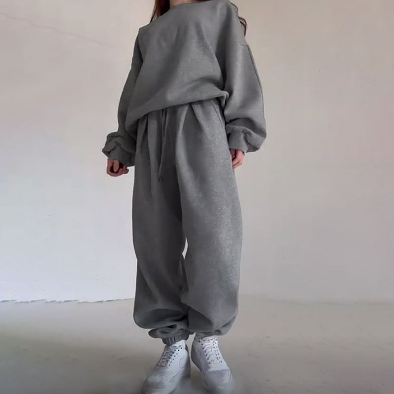 Cincine - Melange baggy joggingbroek met trekkoord in de taille