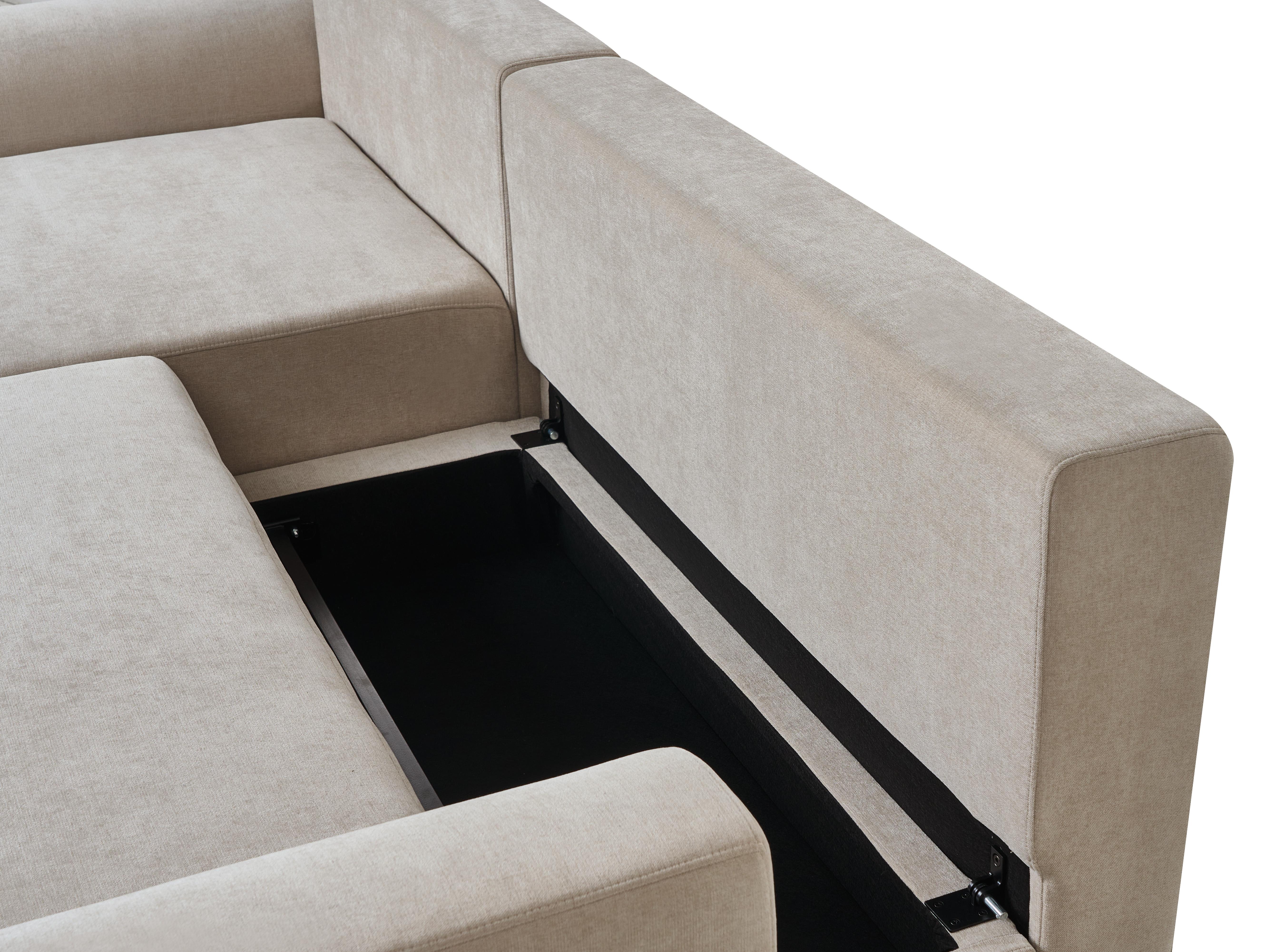 Hoekslaapbank 3-zits NUBORG Chenille Lichtbeige linkszijdig
