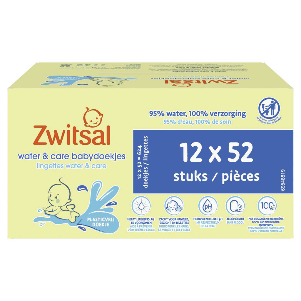 Billen doekjesWater & Care billendoekjes - 12 x 52 stuks
