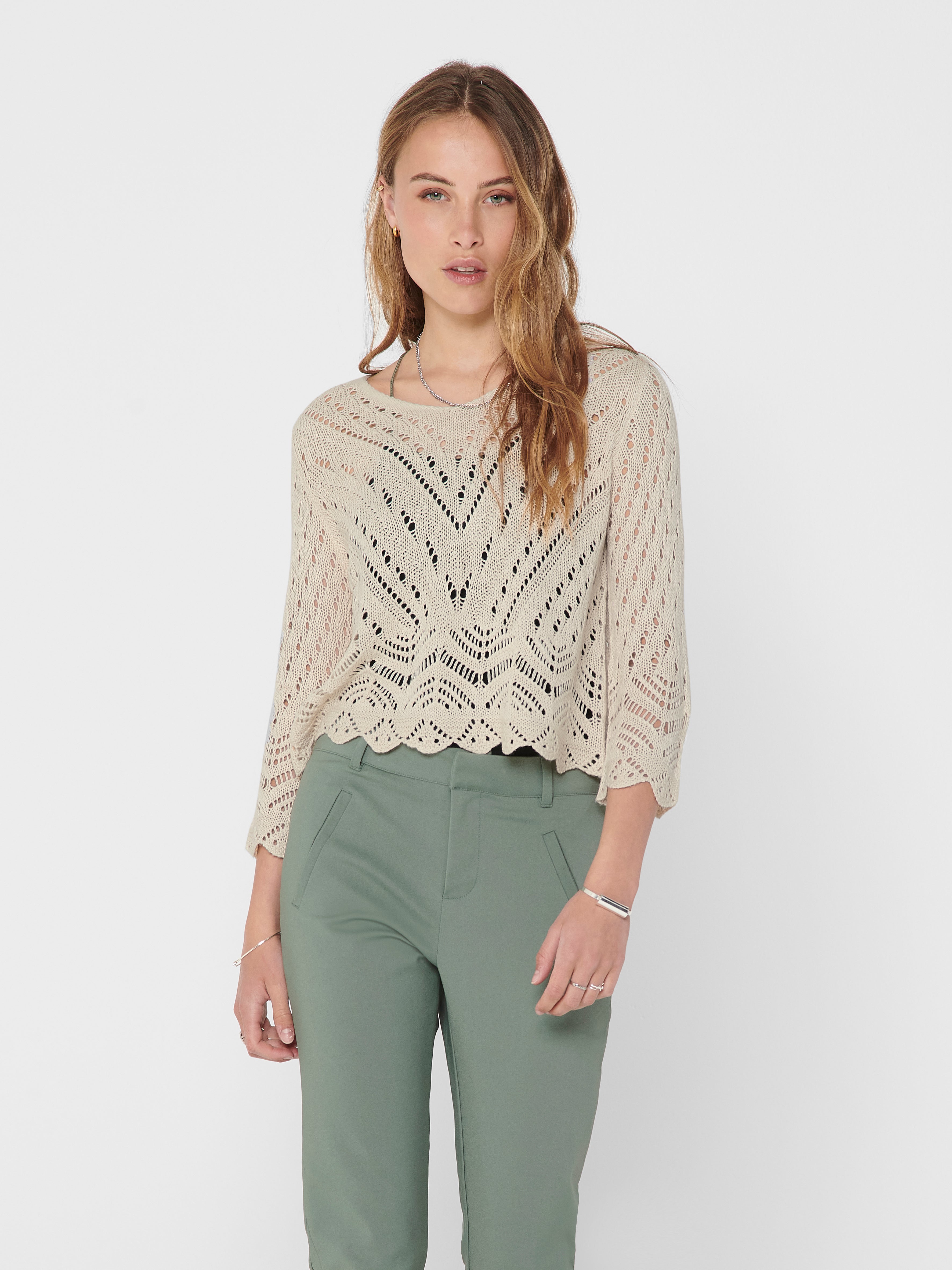 JDYNEW Gestricktes Oberteil Tapioca