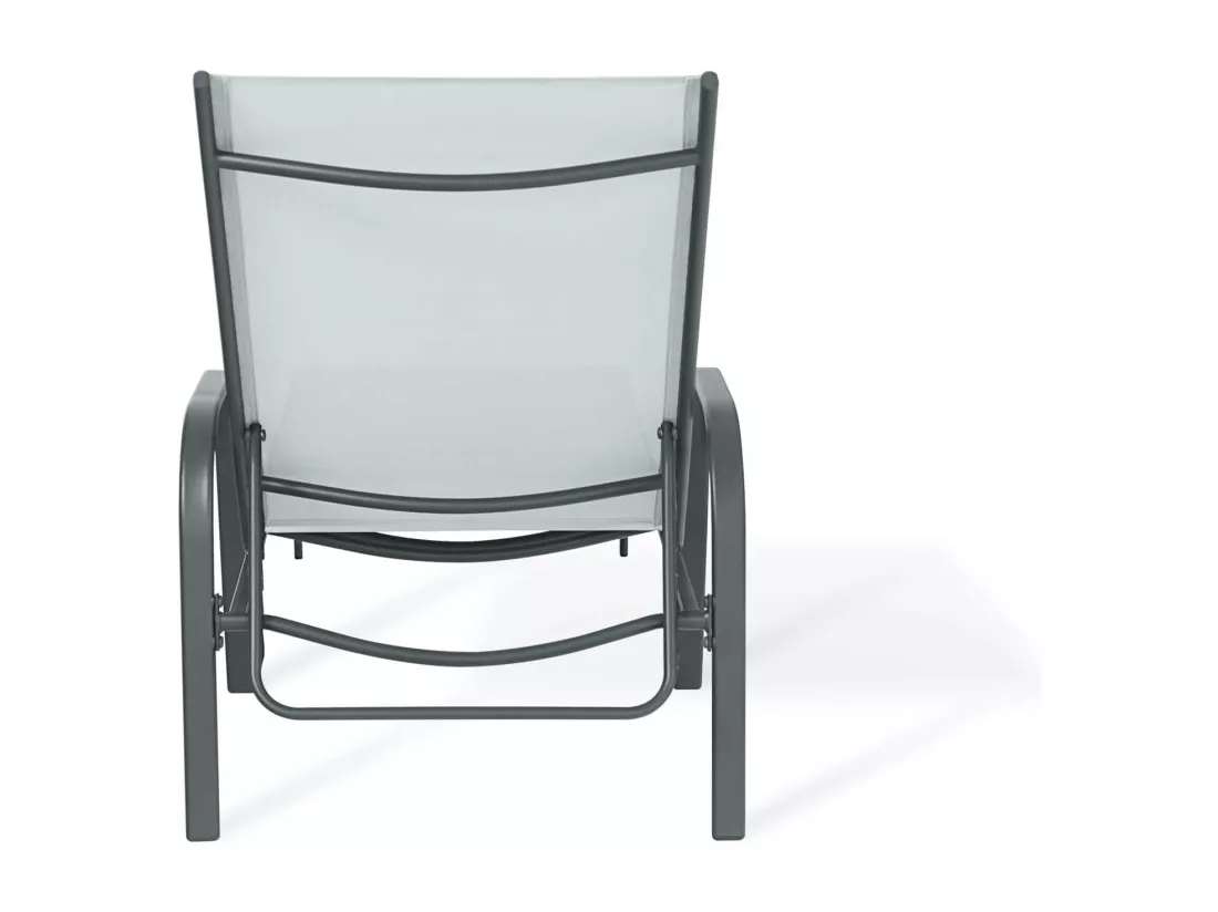 Chaise Longue Rebecca Mobili Darkin 95x195x69 Acier Polyester Gris Clair Anthracite Moderne
