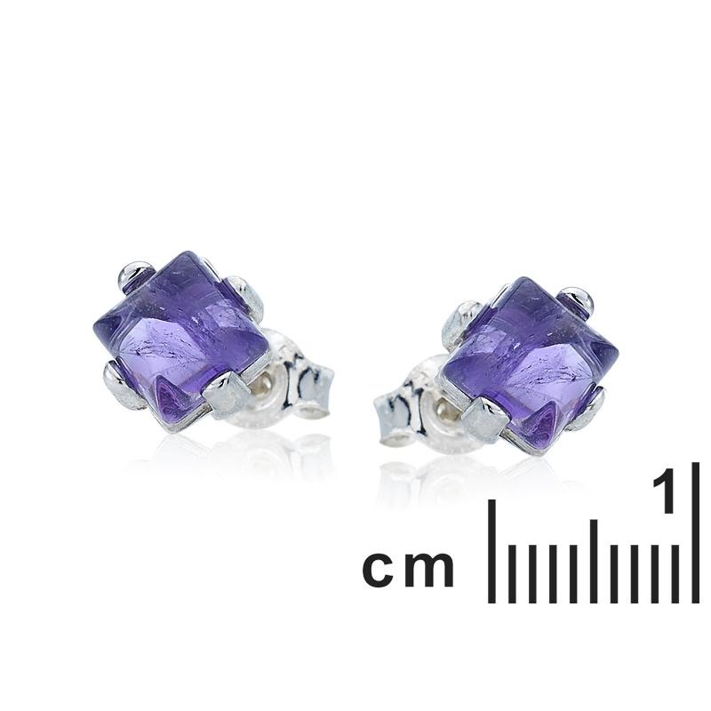 Boucle d'oreille argent 925 Amethyste naturelle