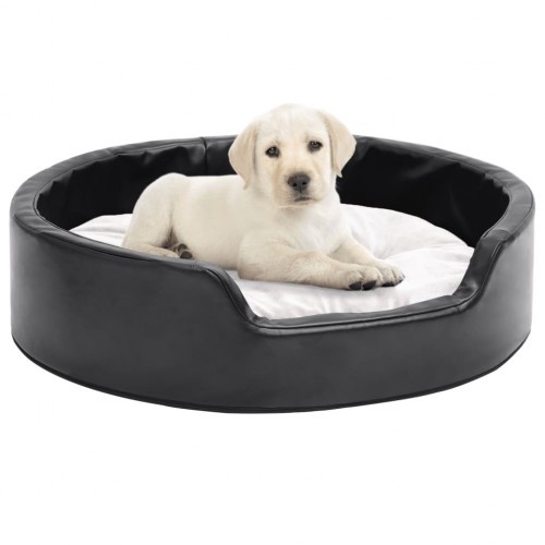 Cama VidaXL preta e branca com almofada para cães e gatos