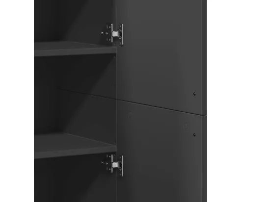 Buffet haut noir 80x35x180 cm bois d'ingénierie