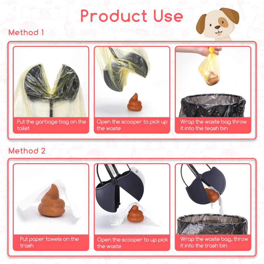 Pá coletora de fezes de cachorro Nobleza, dobrável, com 66 cm de comprimento, ideal para remover fezes de cães de jardins internos e externos.