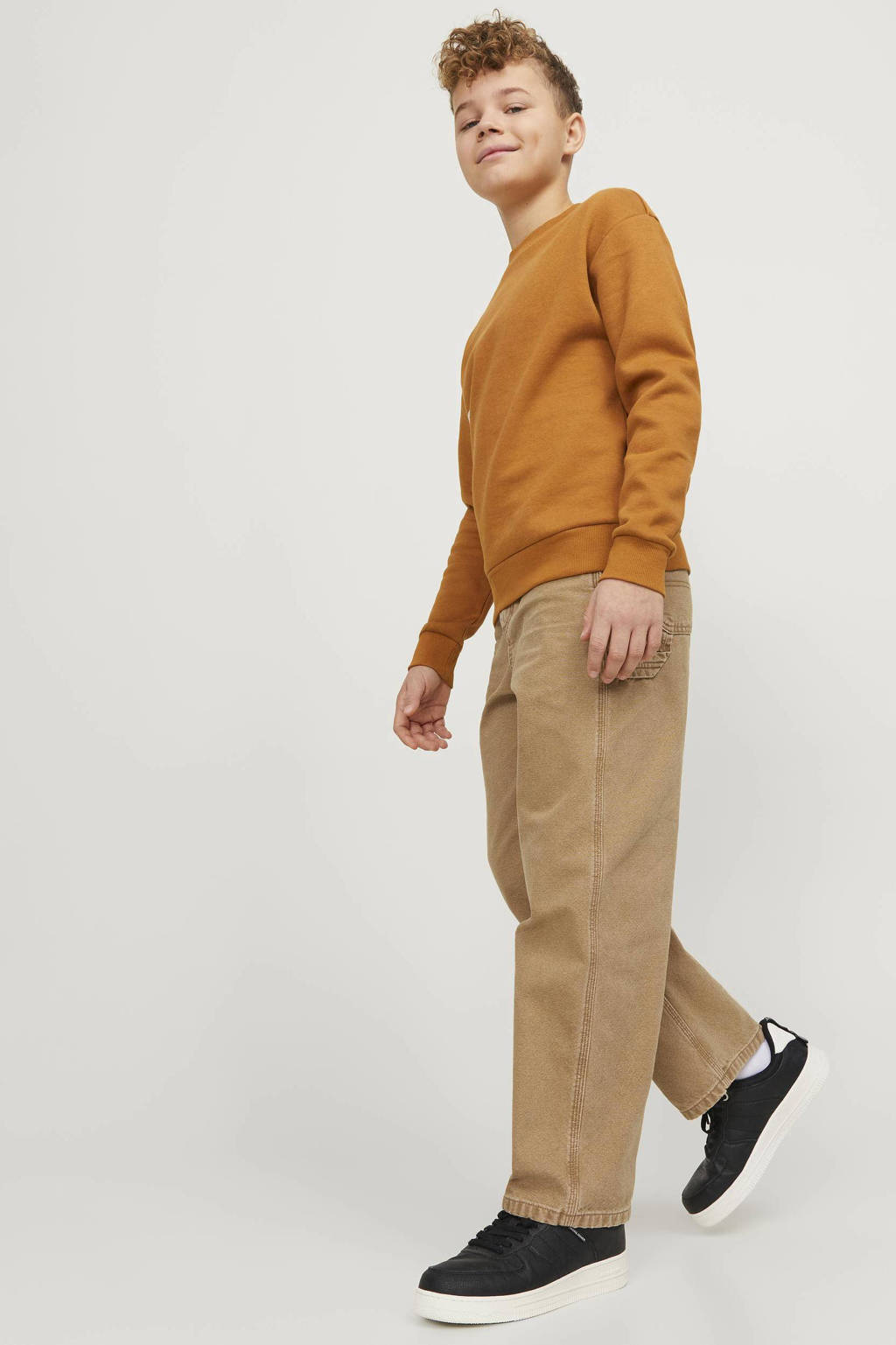 JACK & JONES high waist loose fit jeans JJIALEX JJCARPENTER tigers eye