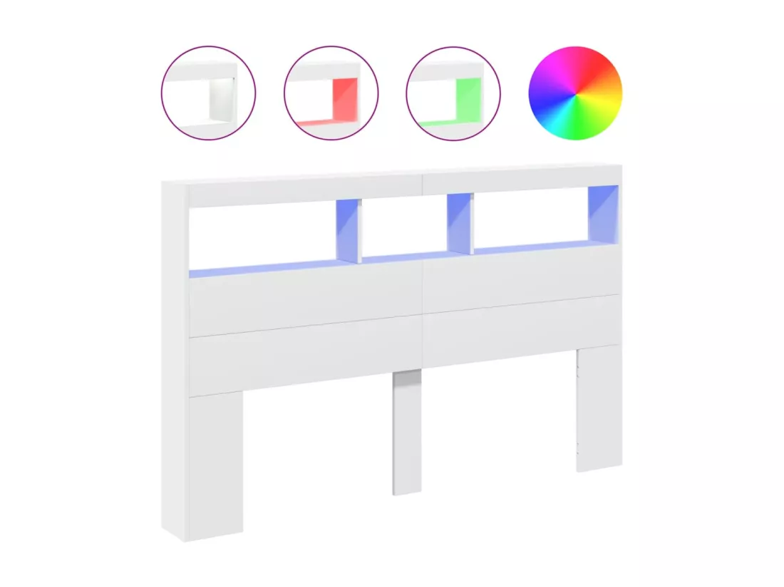 Armoire tête de lit avec LED blanc 160x17x102 cm