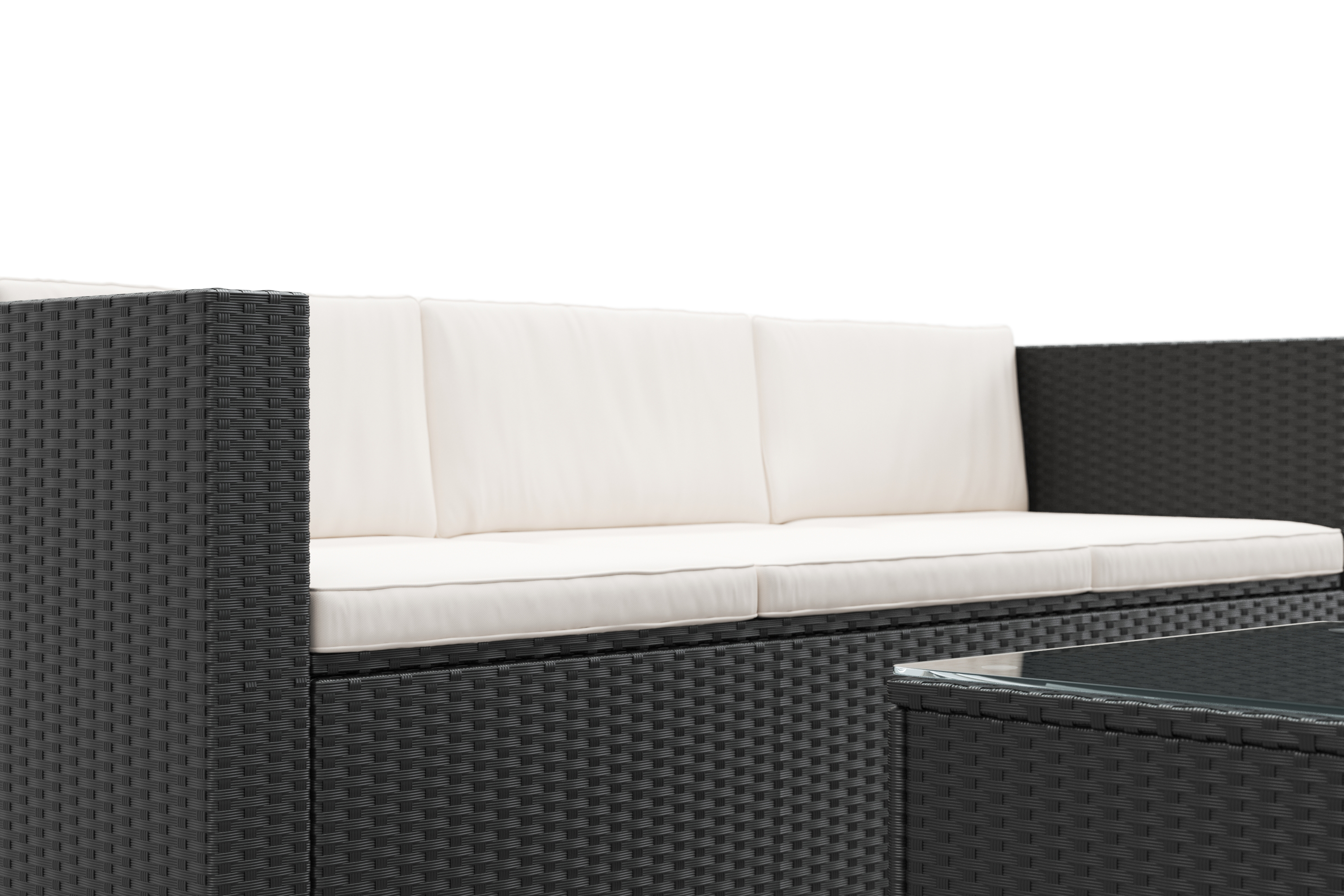 Rattanlounge NIZZA schwarz/beige