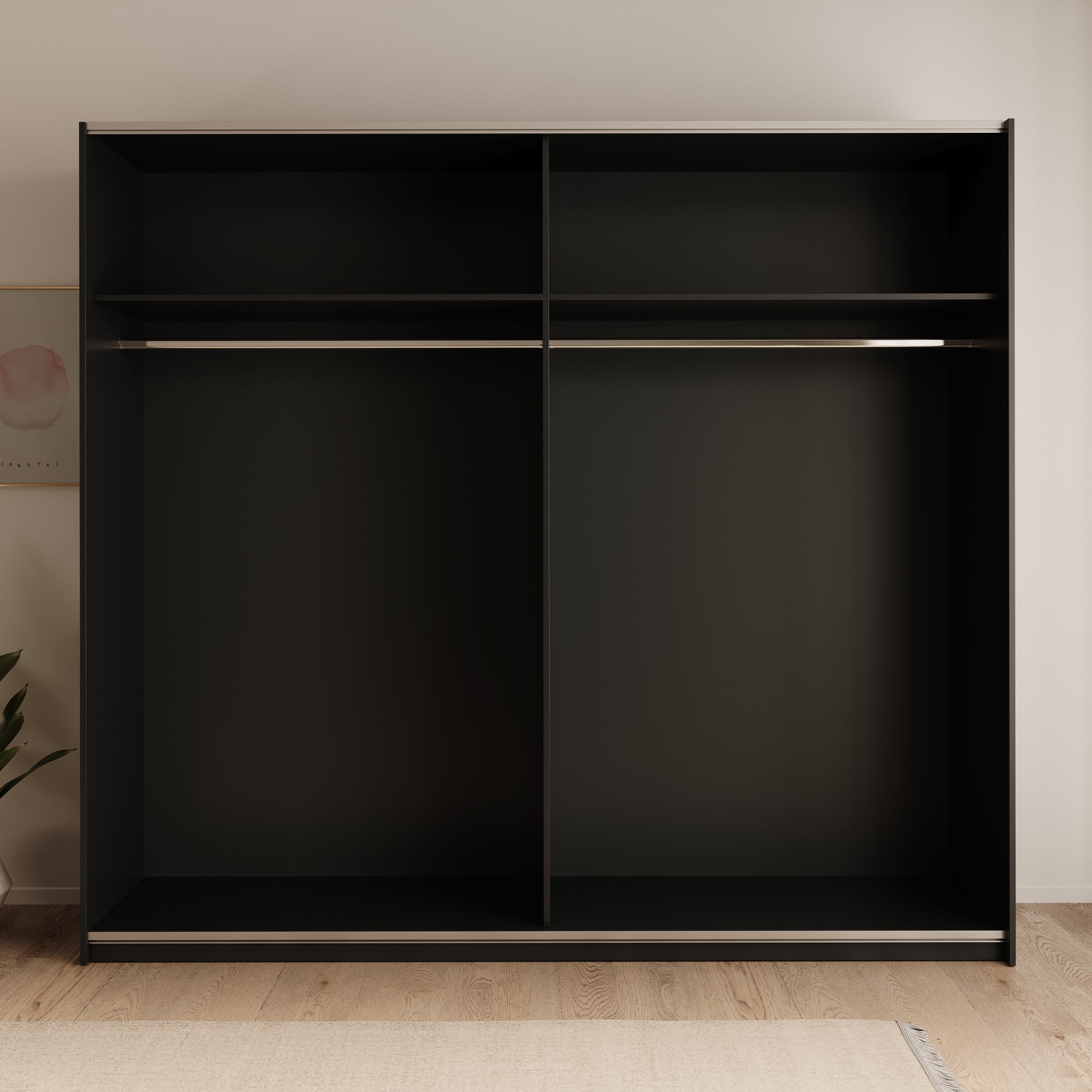 Nuvola - Kledingkast met spiegel - Antraciet - 228x56x205 cm