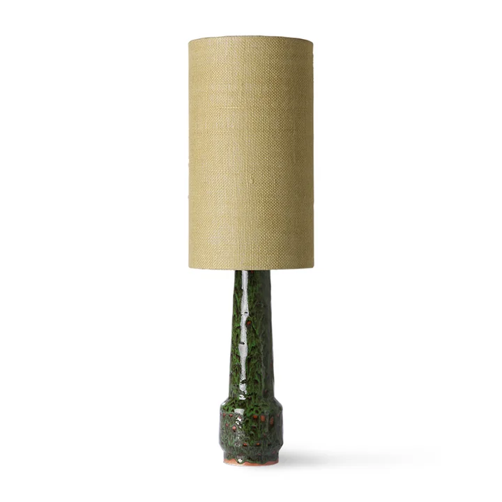 HKliving - Retro Tischleuchtenfuss, H 45 cm, lava green   Lampenschirm Jute, Ø 22 cm, jade green