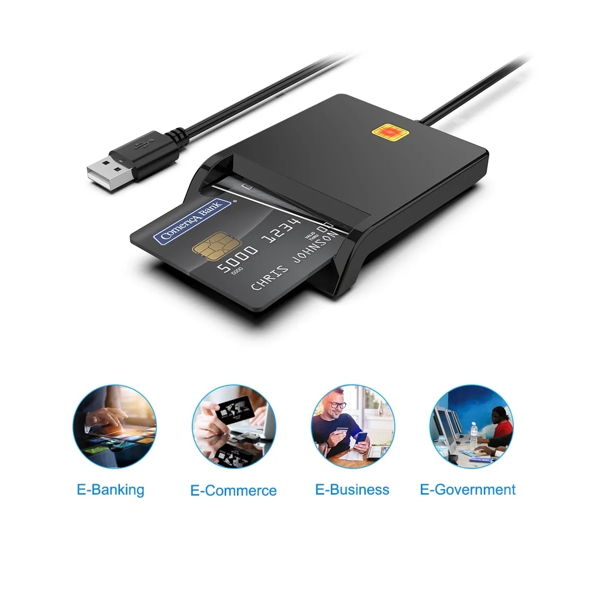 NÖRDIC USB-A Smart- og SIM-kortleser ISO7816 ID-kort EMV Kredittkort