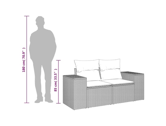 VIDAXL - Canapé de jardin avec coussins 2 places beige résine tressée