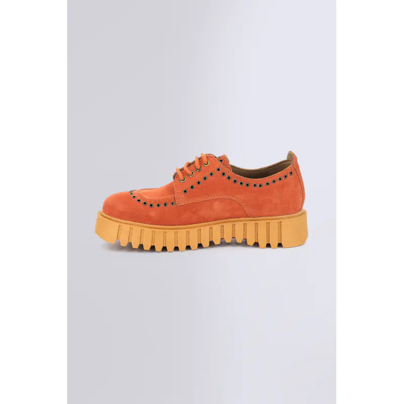 KICK FAMOUS ORANGE BRIQUE DERBIES Cuir Femme