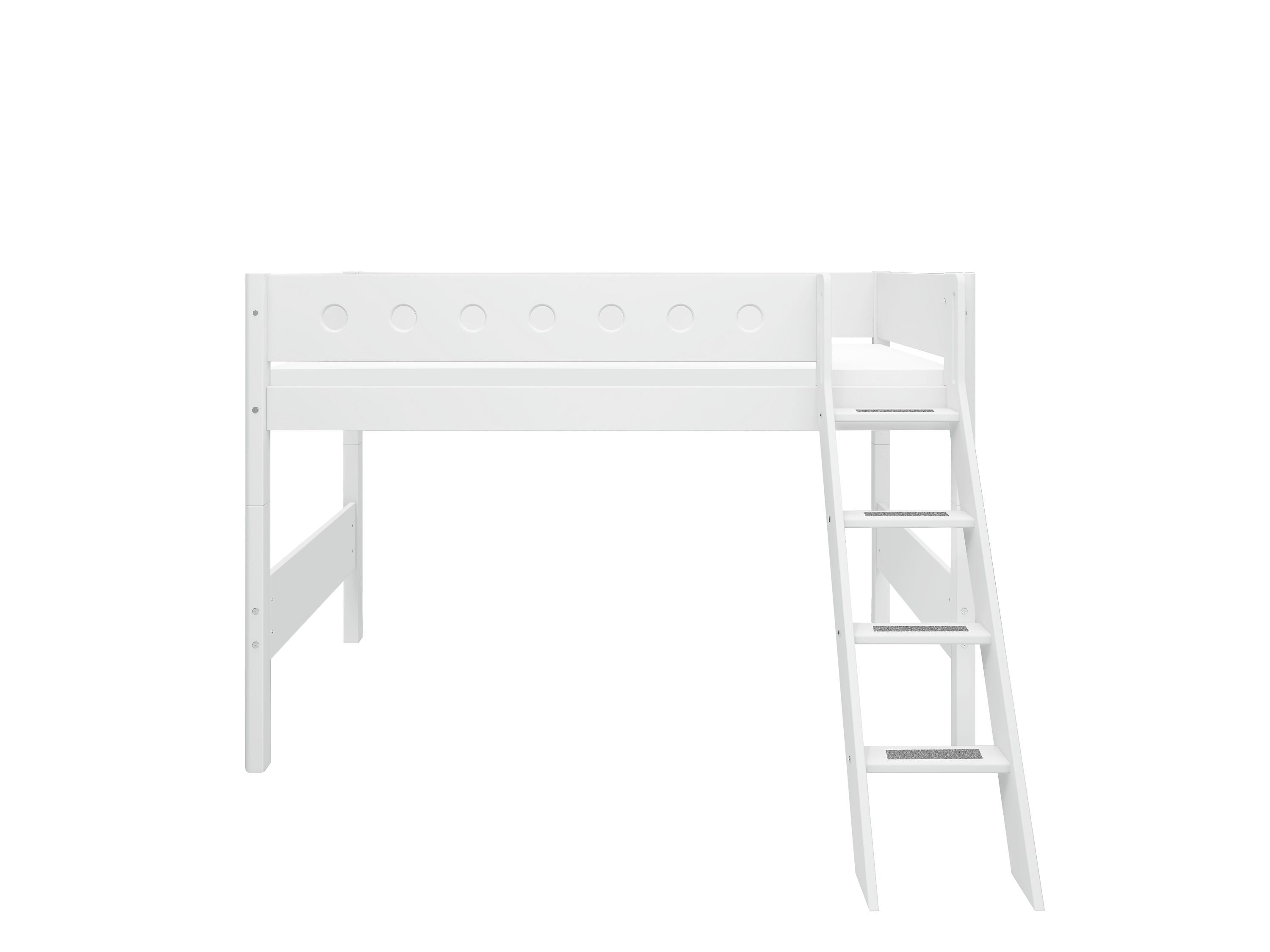 Flexa WHITE Mittelhochbett - Weiss / B: 110.0 cm x T: 210.0 cm x H: 143.0 cm