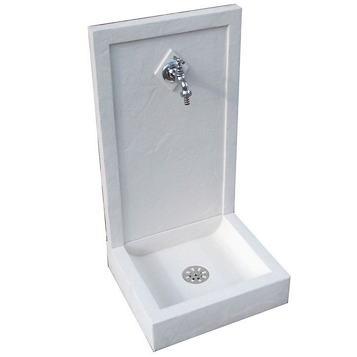 Fontaine de jardin Avalon blanche en pierre reconstituée H.76 cm