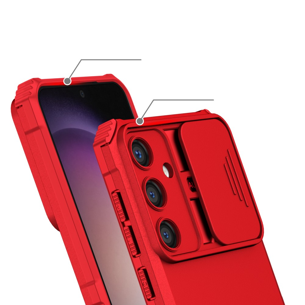 Samsung Galaxy S24 Hybrid Outdoor Hardcase Hülle mit Cam-Slider   Kickstand - Rot (Matt)