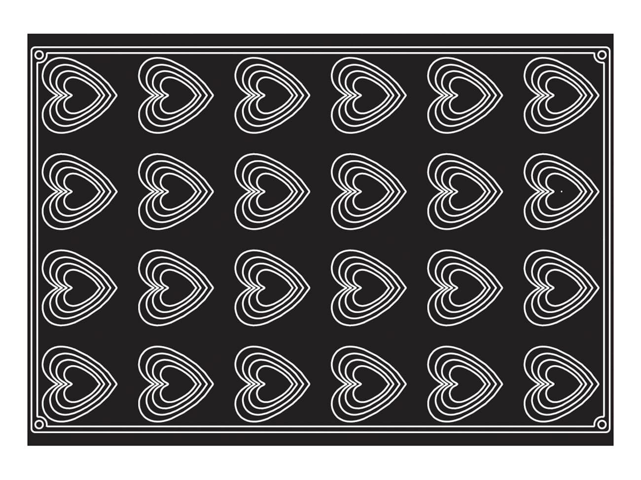 Moule silicone Pavoflex - 24 coeurs - 60 x 40 cm - Pavoni