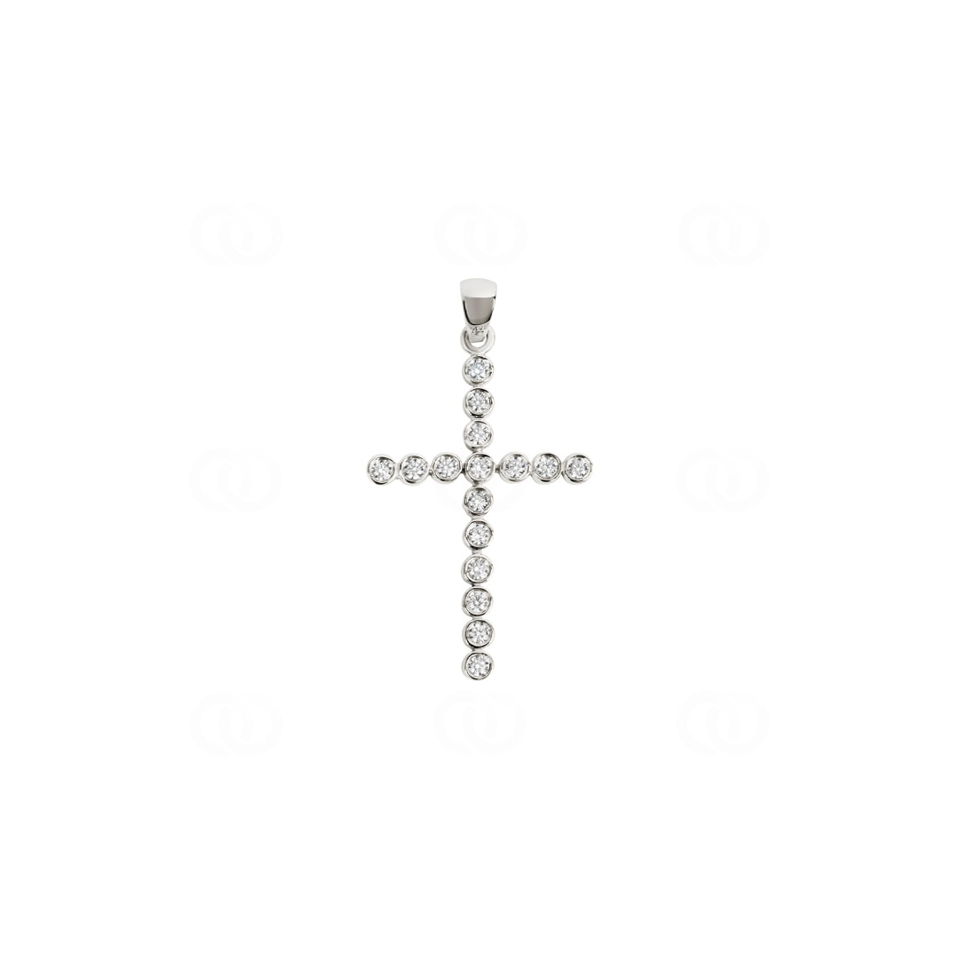 Anhänger 750/18 K Weissgold Kreuz mit Zirkonia