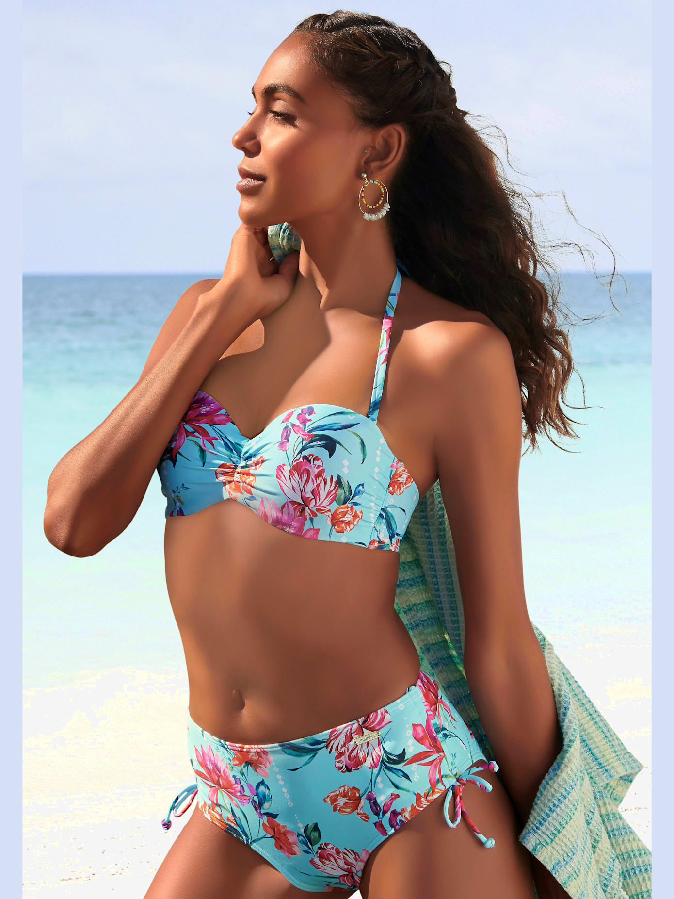 Haut de bikini bandeau à armatures bretelles amovibles