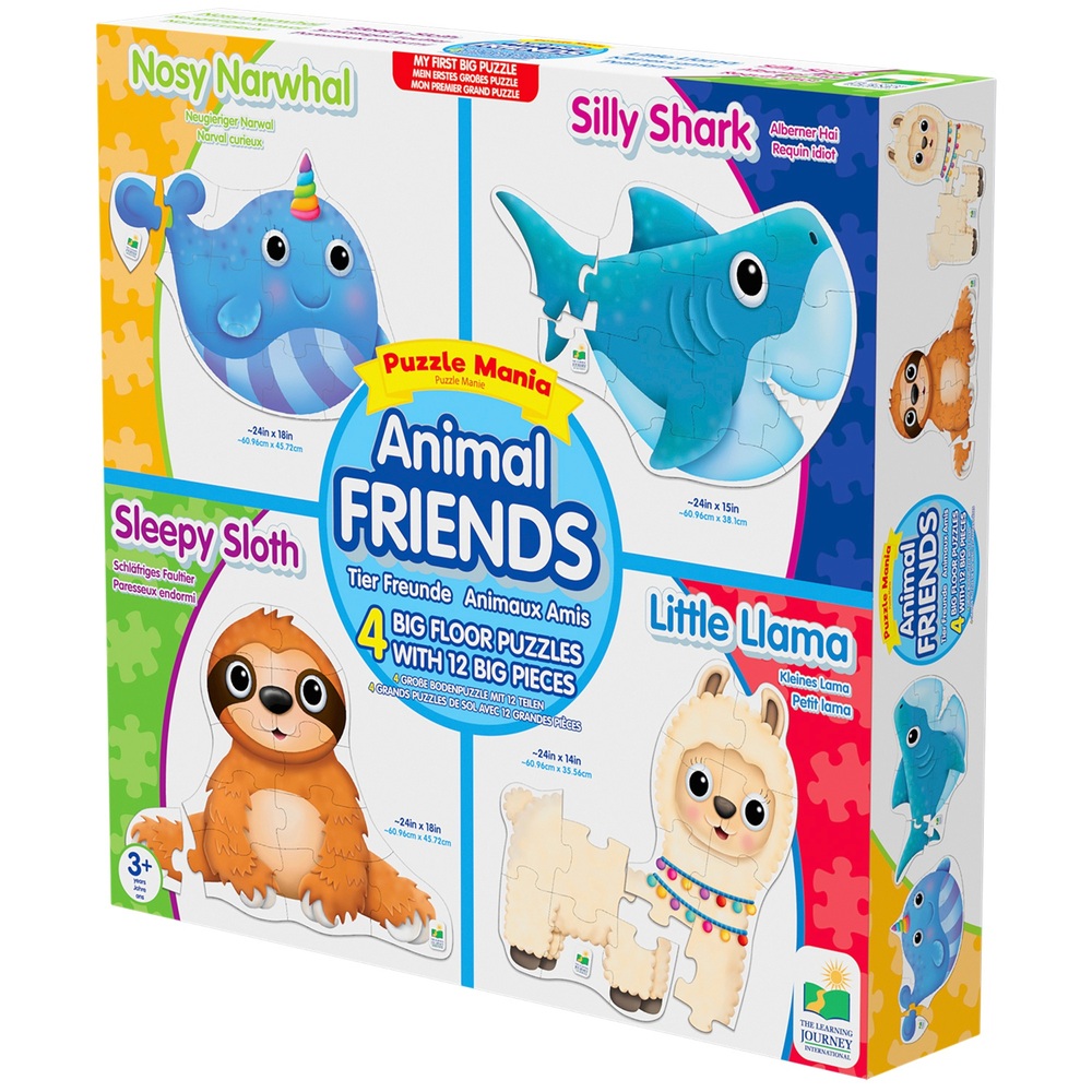 Puzzle-Mania: 4 x 12-teiliges Riesenpuzzle-Set mit Tiermotiven