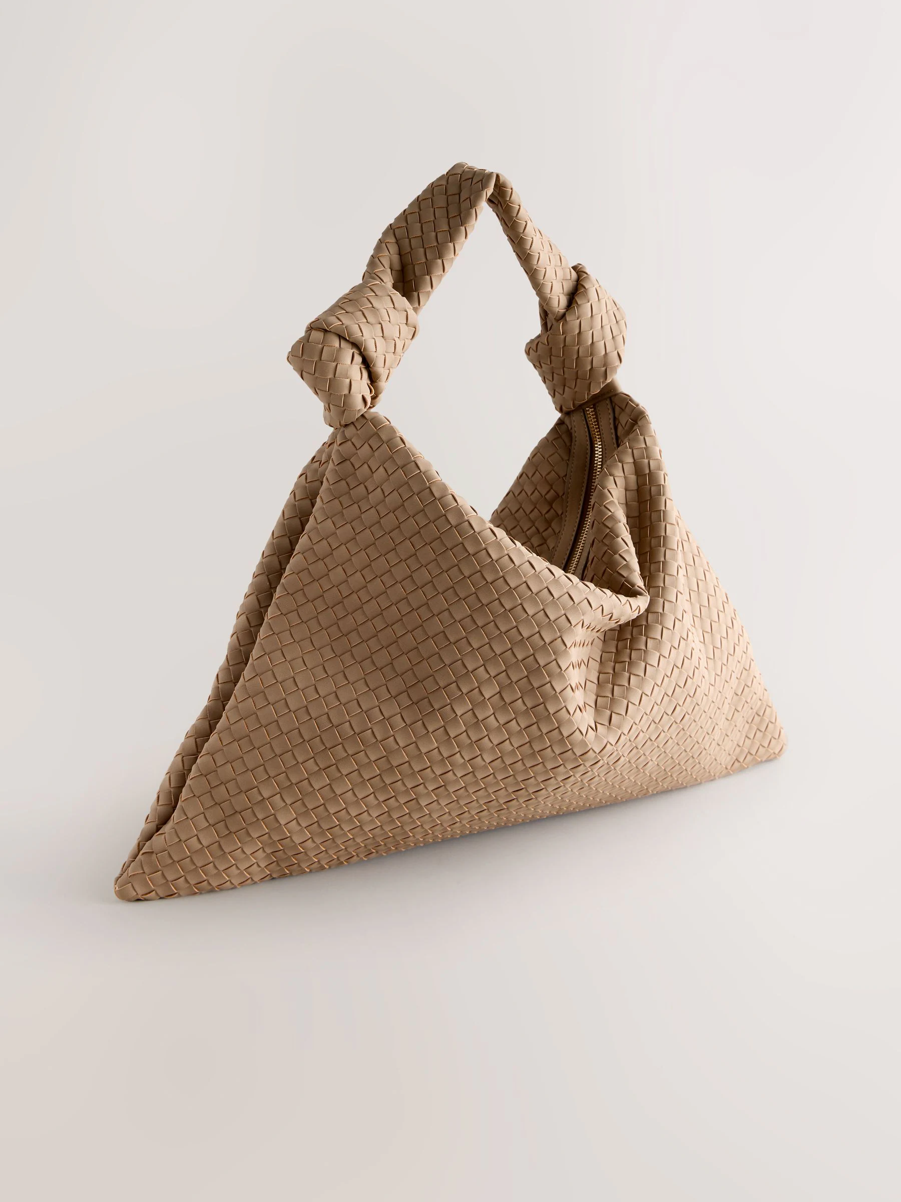 Lichtbruin - Faux Suede Weave Shoulder Bag
