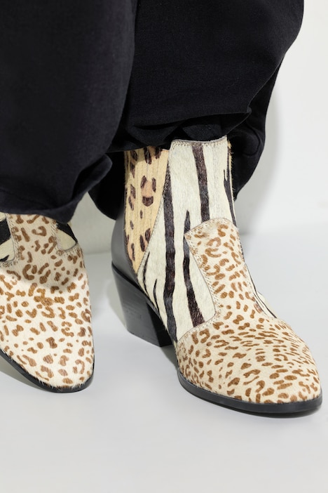 Leder-Stiefeletten, Animal, Weite H
