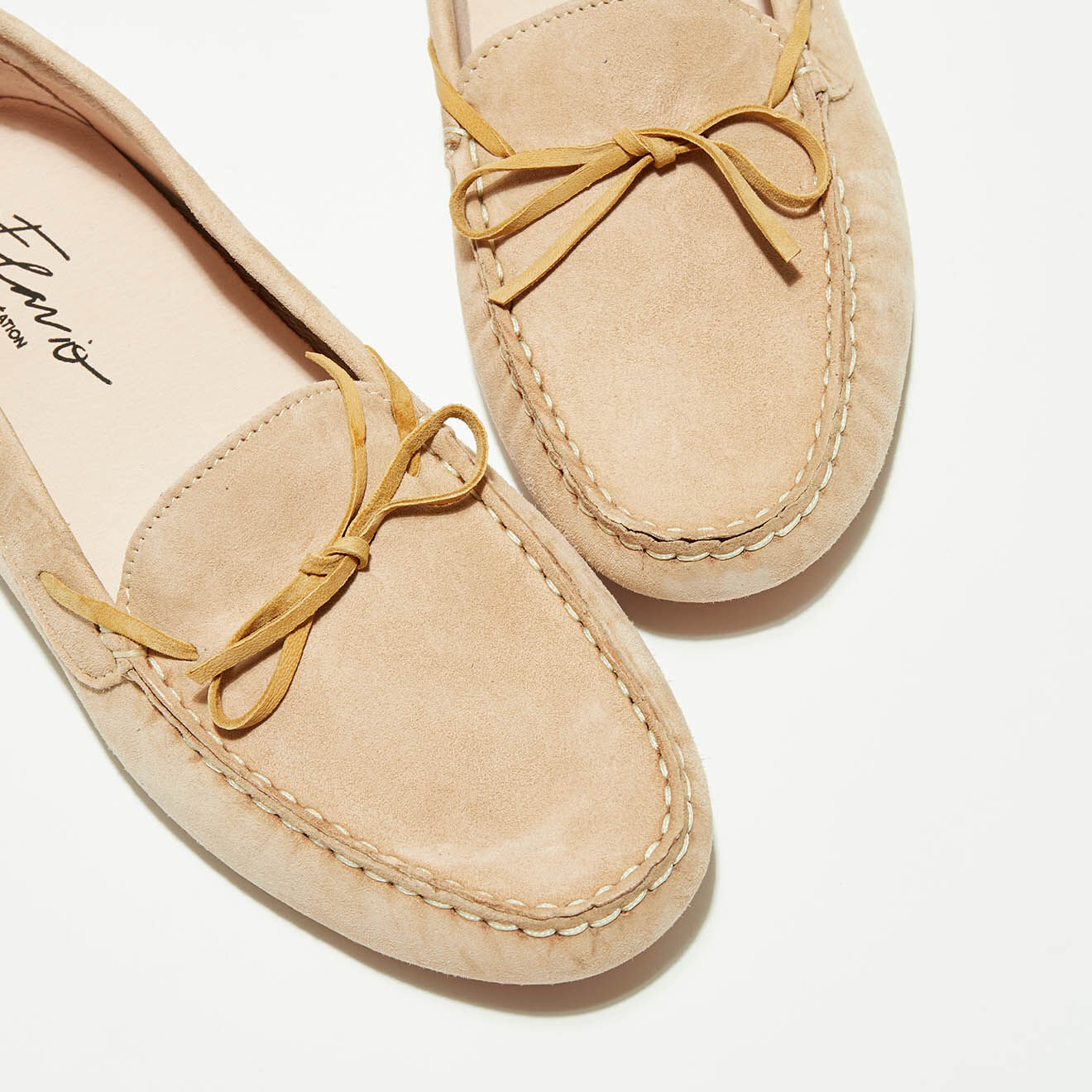 Flavio Création Mocassins en Velours de Cuir Mariela poudre/beige/rouge