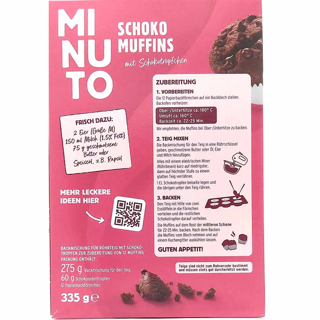 Minuto Schoko Muffins mit Schokotröpchen 335g MHD:28.2.25
