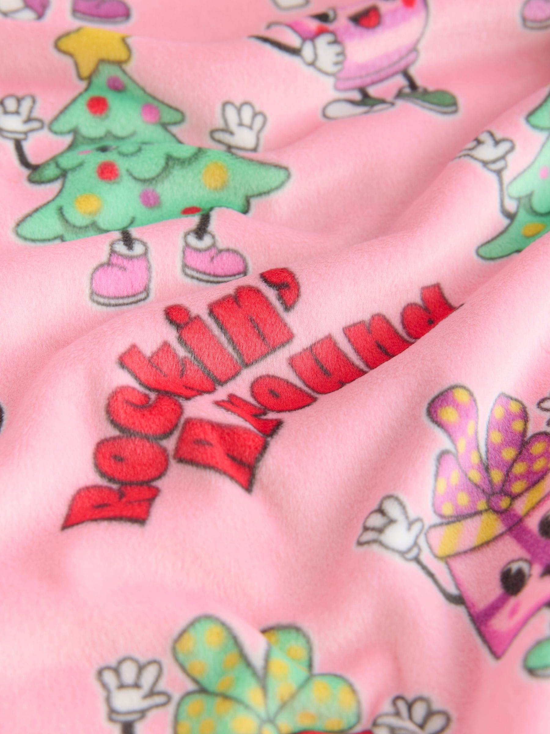 Roze feestelijke kleding - Kerst behaaglijke fleece pyjama (3-16jr)