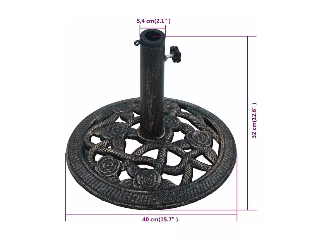 Prolenta Premium - Socle de parasol Noir et bronze 9 kg 40 cm Fonte