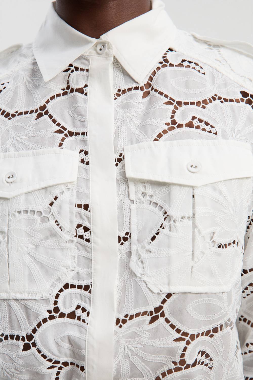 KarenMillen Chemise en coton ajouré tissé