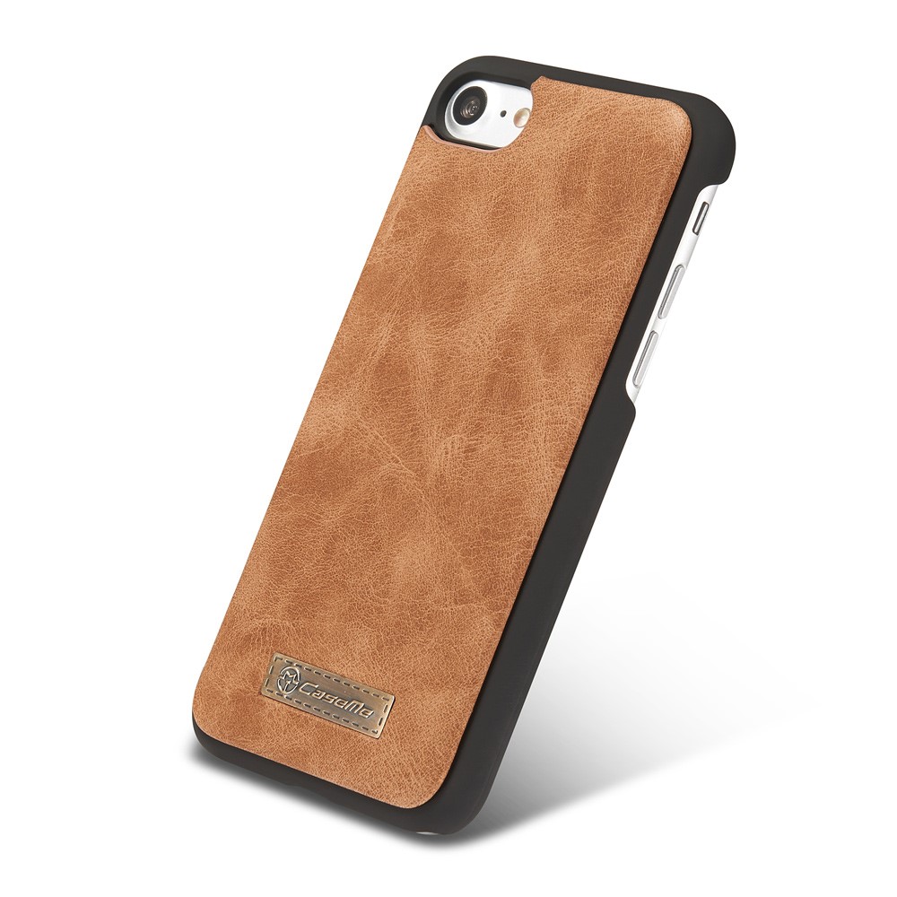 iPhone SE (2022/2020) / 8 / 7 3in1 Leder Tasche   Magnet Hardcase und Karten Etui (Vertikal Ausklappbar) - Hellbraun