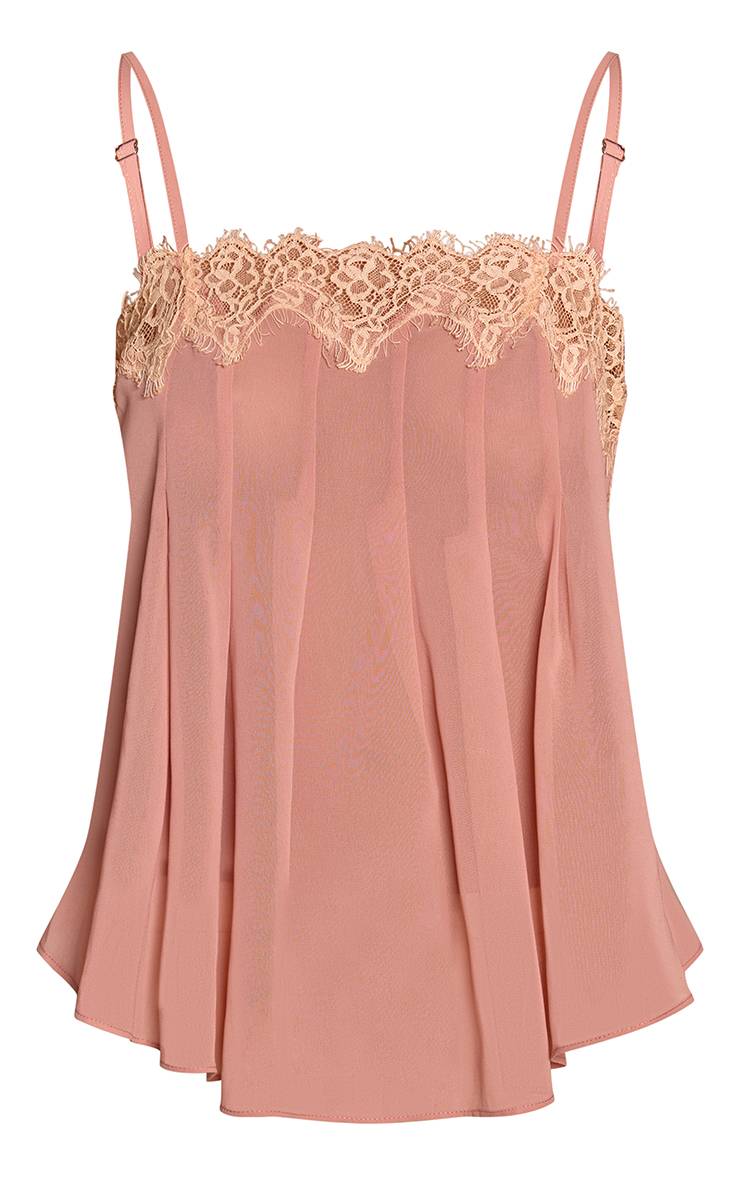 Rose Caraco En Mousseline Avec Détails En Dentelle