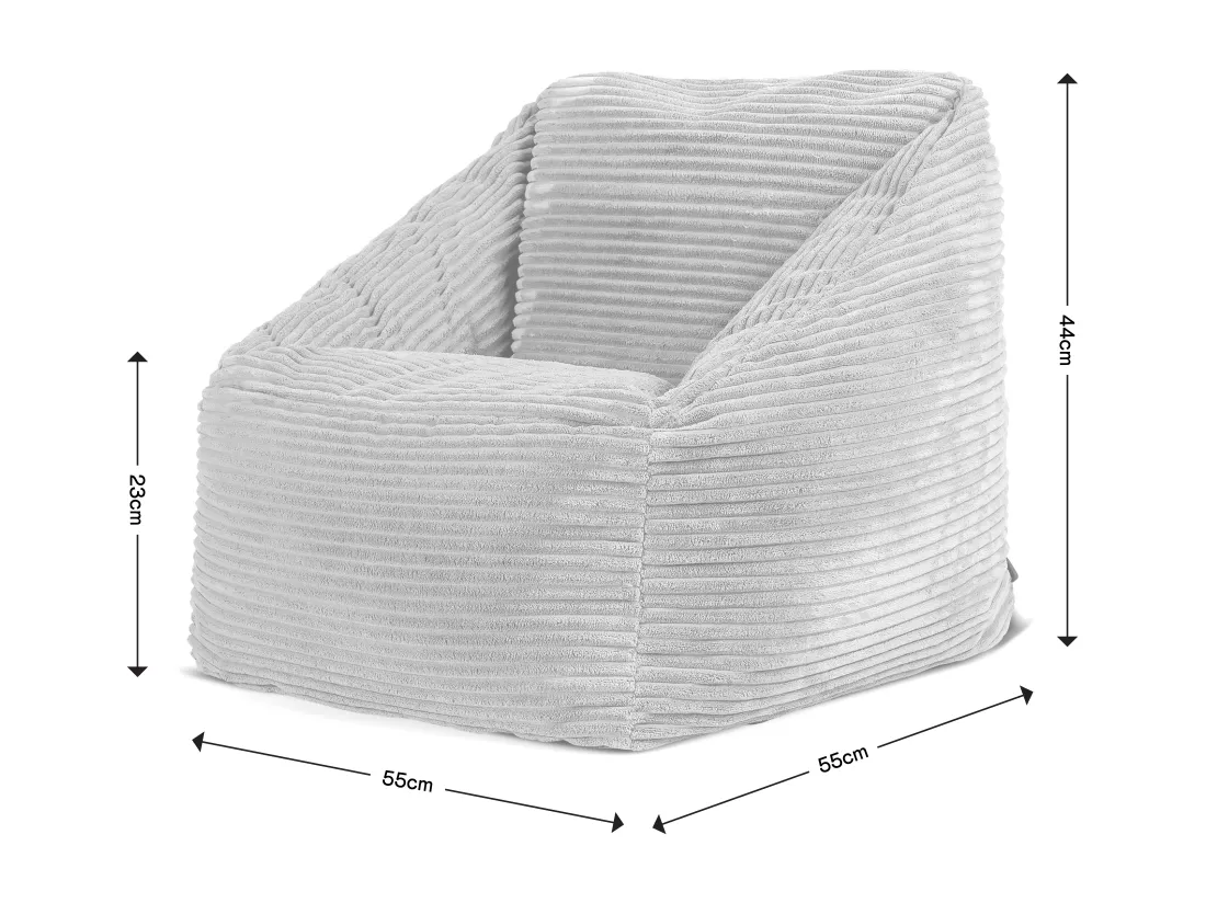 Pouf fauteuil enfant velours côtelé bleu canard - MORGAN