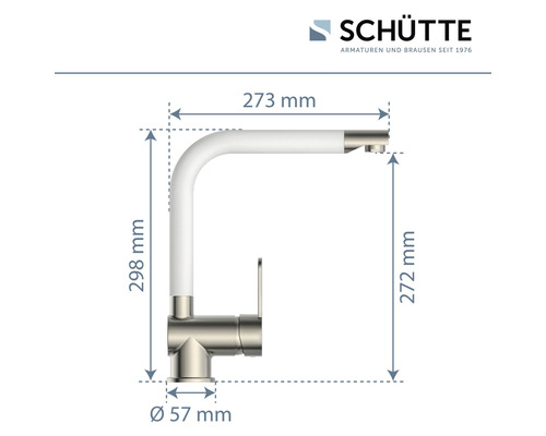 SCHÜTTE RIO keukenkraan, roestvrij staal, wit mat, 79864