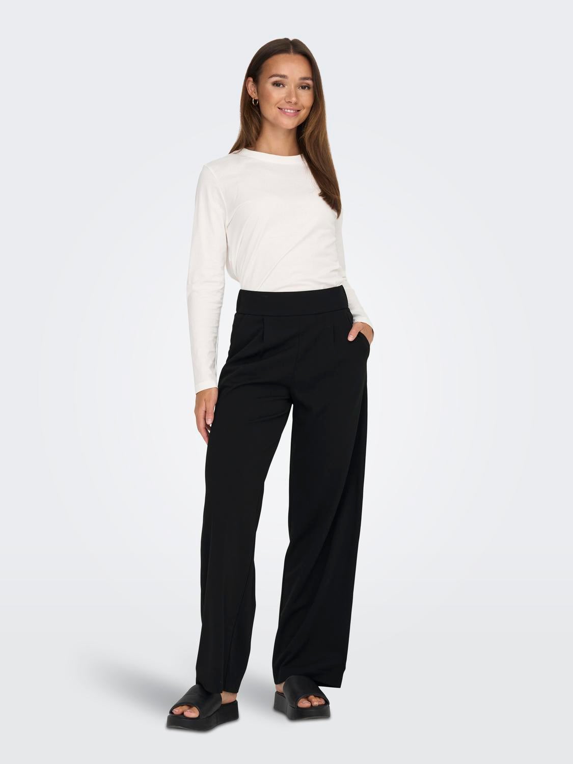 JDYGEGGO Hohe Taille Normal geschnitten Klassische Hose Black
