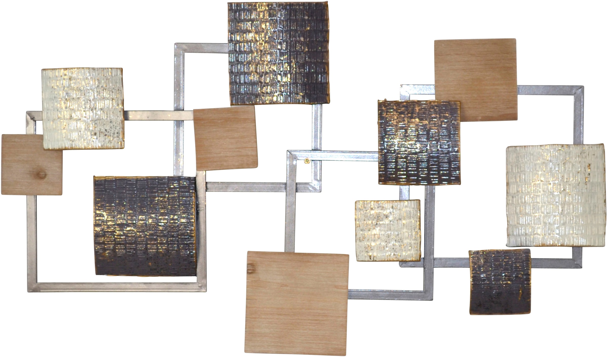 pajoma Wanddekoobjekt »Wanddekoration« Meterial-Mix Metall und Holz, geometrische Formen