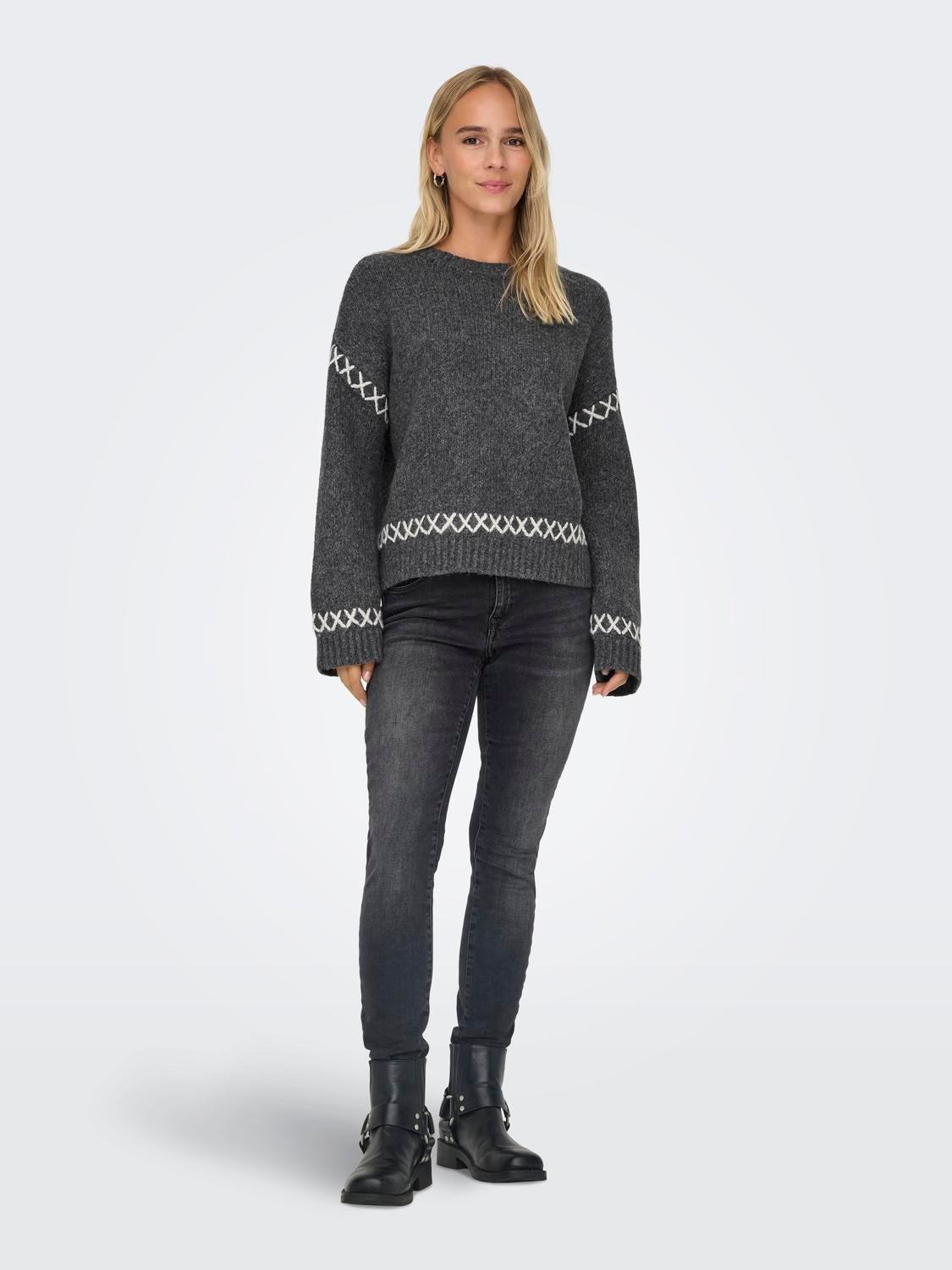 ONLAMANDA Strickpullover Dark Grey Melange
