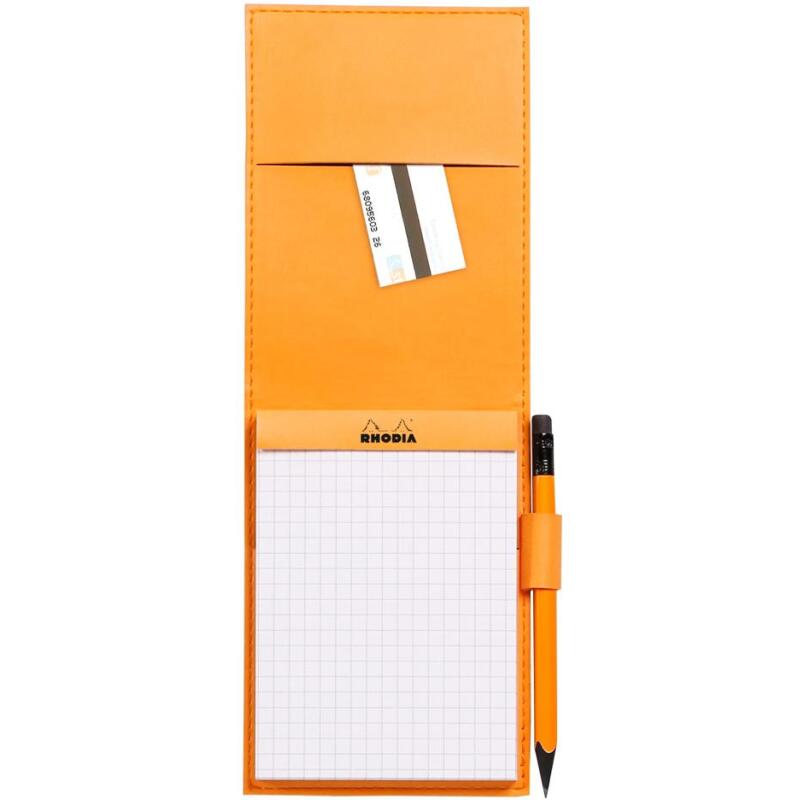 Rhodiarama porte-bloc avec porte-crayon + bloc N°12 petits carreaux 5x5 - Taupe