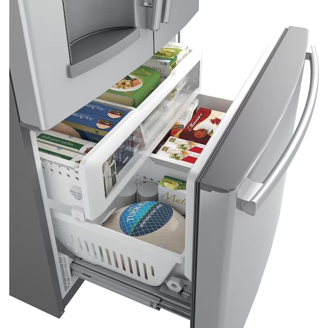 Refrigerador GE French Door de 27,7 pés cúbicos com máquina de gelo (aço inoxidável resistente a impressões digitais) ENERGY STAR