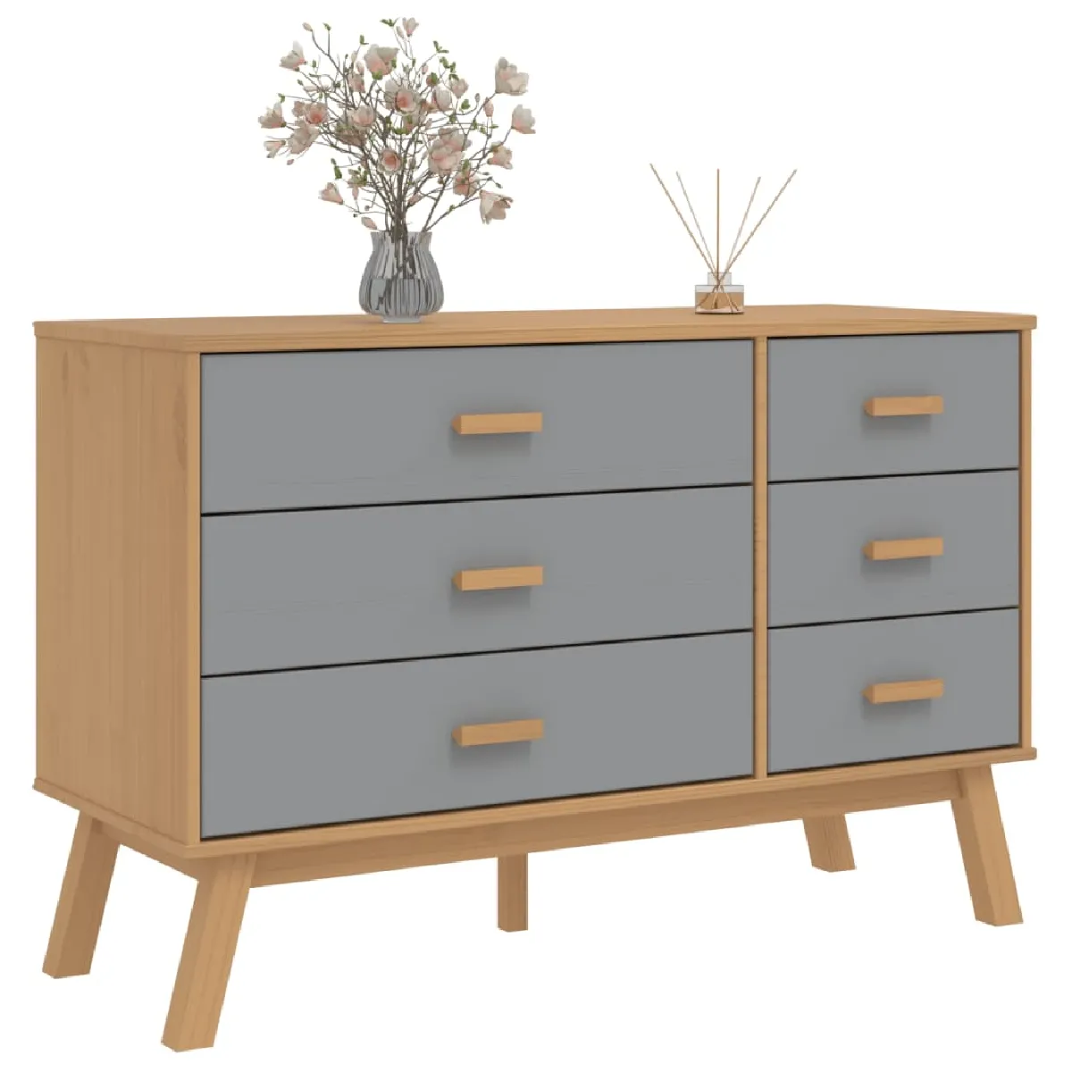 vidaXL Armoire à tiroirs OLDEN - Gris et marron