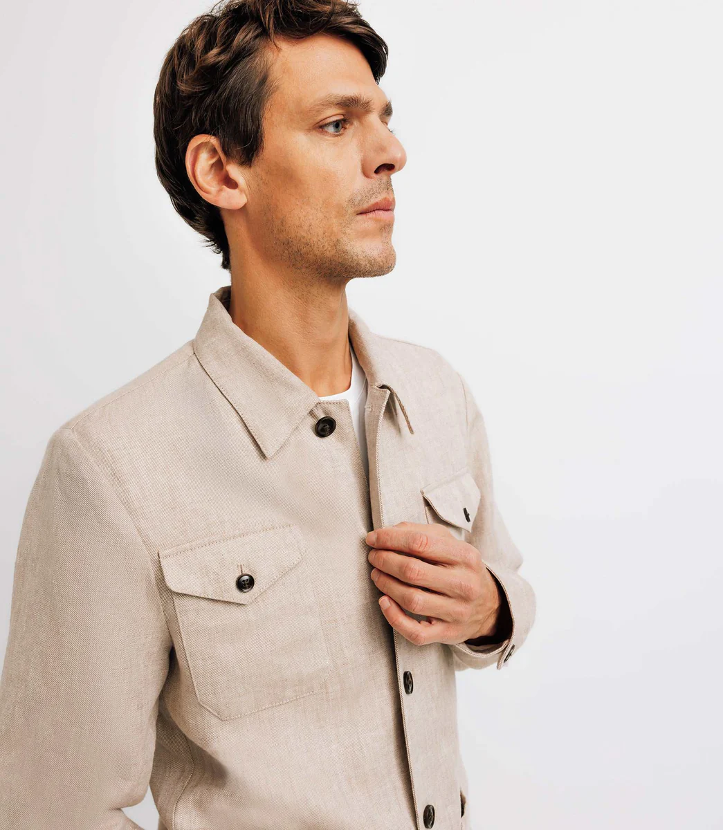 Veste casual 100% lin beige