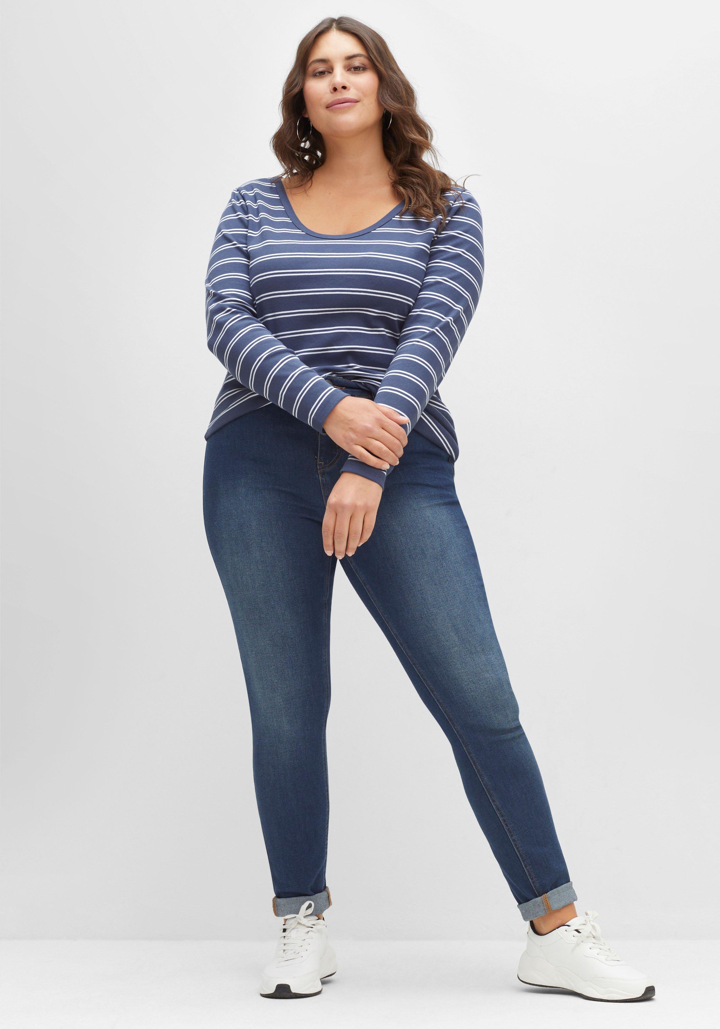 Langarmshirt mit Streifen, in Rippqualität