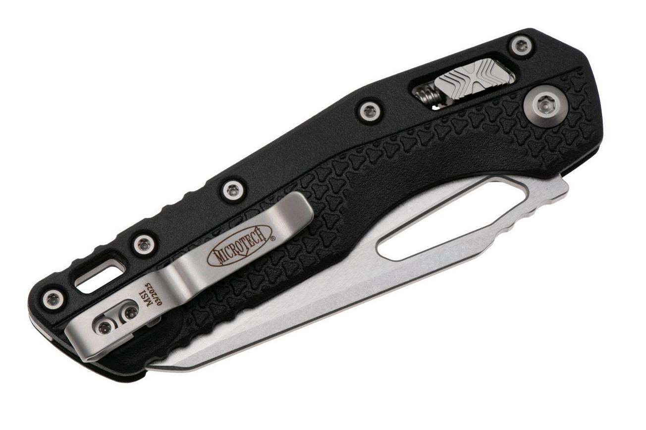 Microtech MSI Standard Issue 210T-11PMBK Stonewashed M390MK, Black Tri-Grip Polymer, partly serrated zakmes