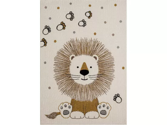 Tapis enfant 120x170 rectangle tissé crème motif animaux SWEETLION
