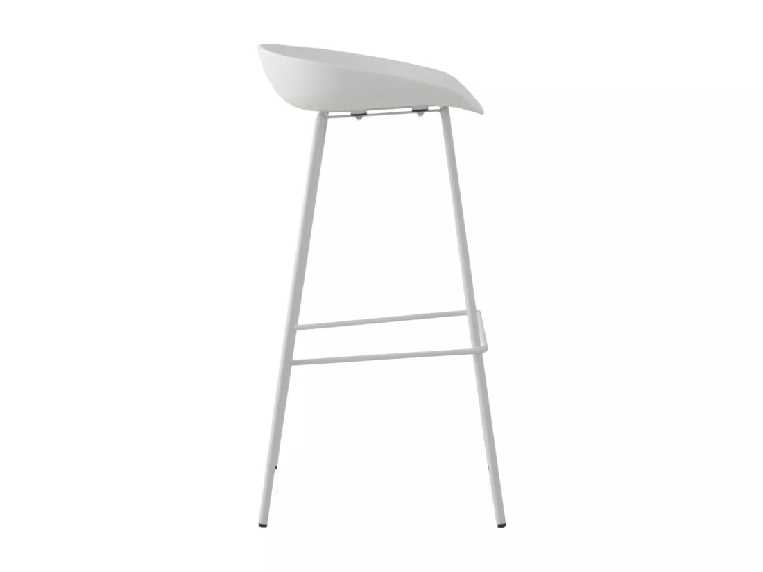 Lot de 2 tabourets en polypropylène blanc avec pieds en métal