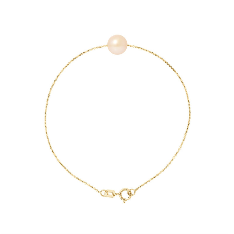Bracelet Femme Perle de culture d'eau douce Rose AA et Or jaune 750/1000