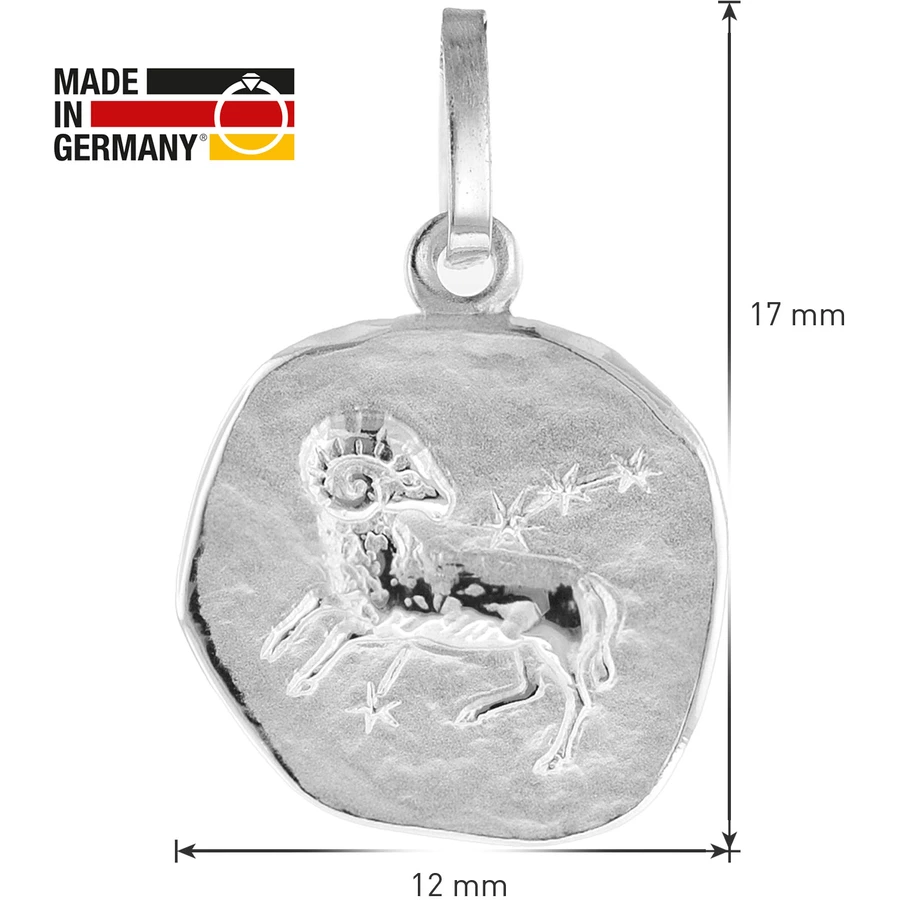 trendor Sternzeichen für Kinder Widder Weißgold 333 Anhänger + Kette silver