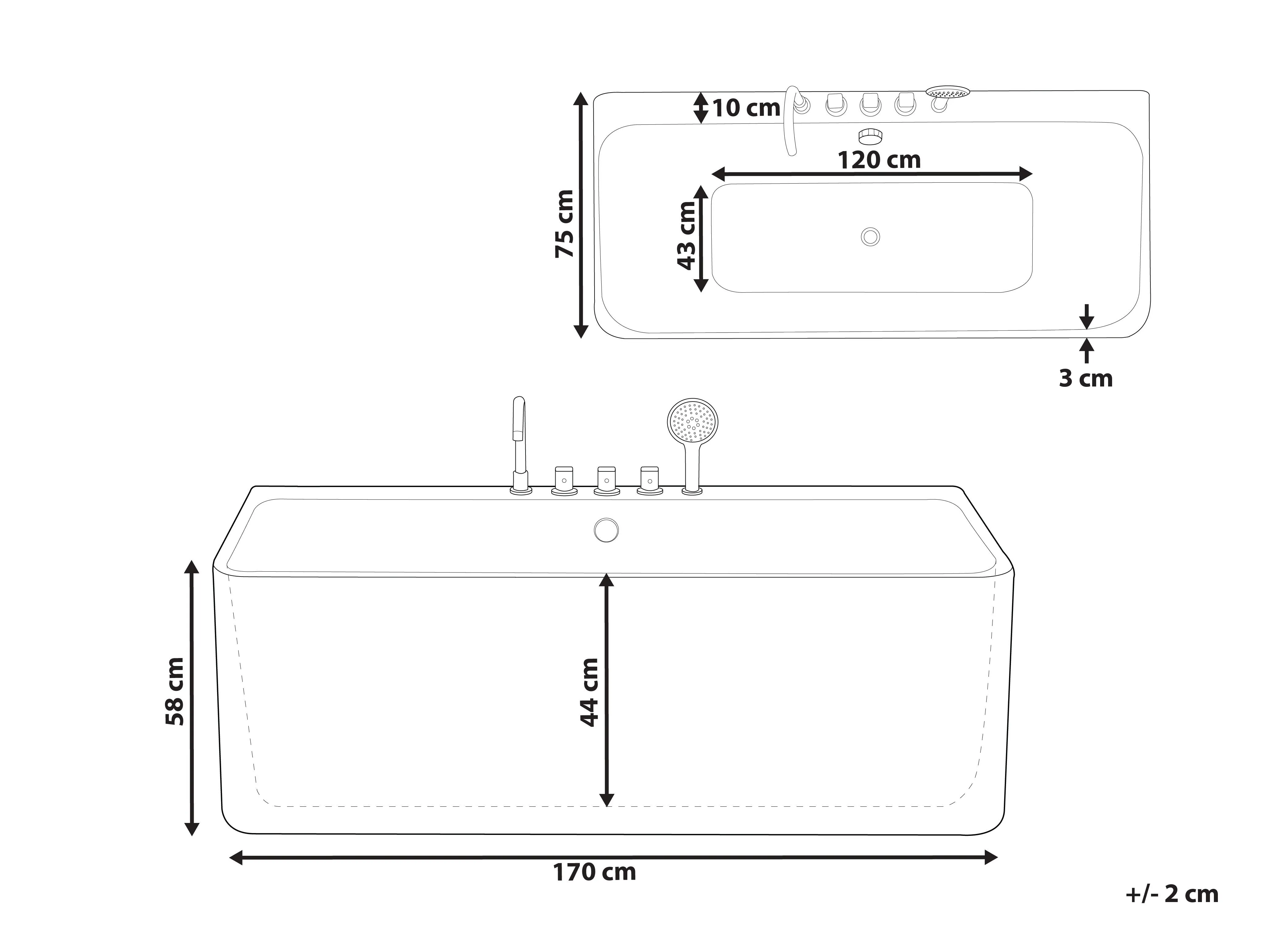 Badkuip QUATRE 170 x 75 cm Wit