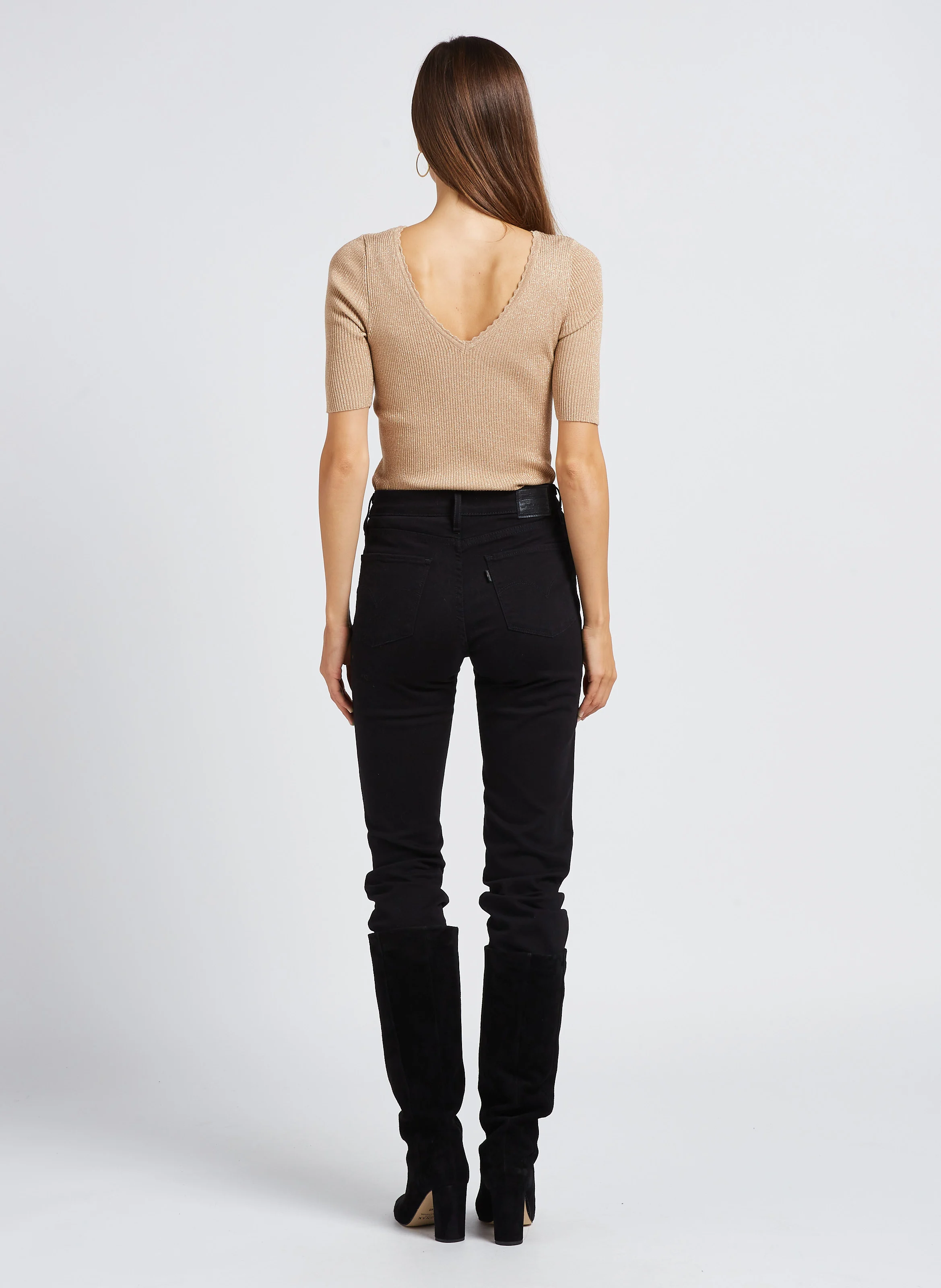 724 HIGH RISE STRAIGHT - Jean droit taille haute en coton mélangé | Noir